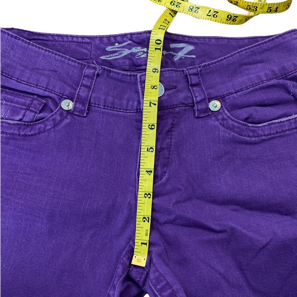 Seven7 Women's Purple Denim Distressed Cropped Stretch Capris Jeans 10 Petite - Picture 7 of 11